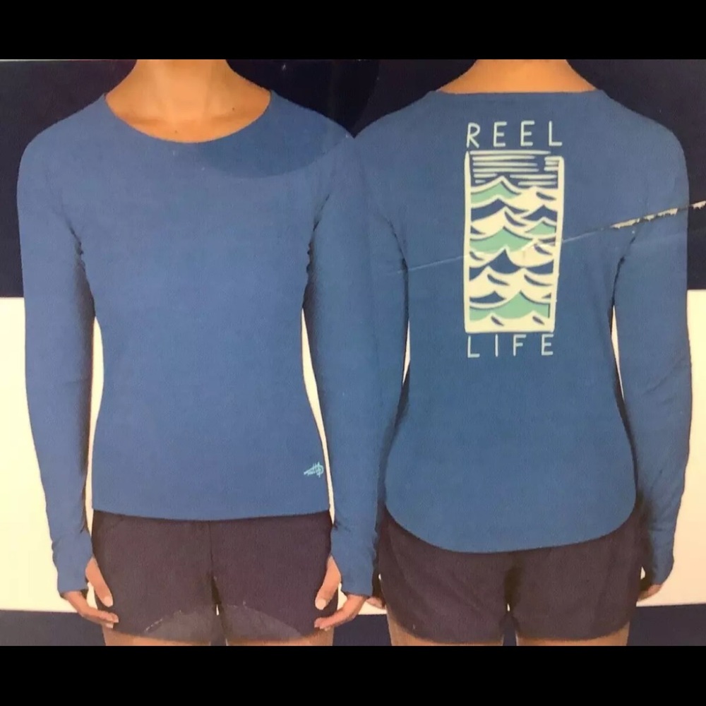 Blue Fitted Long Sleeve T-Shirt